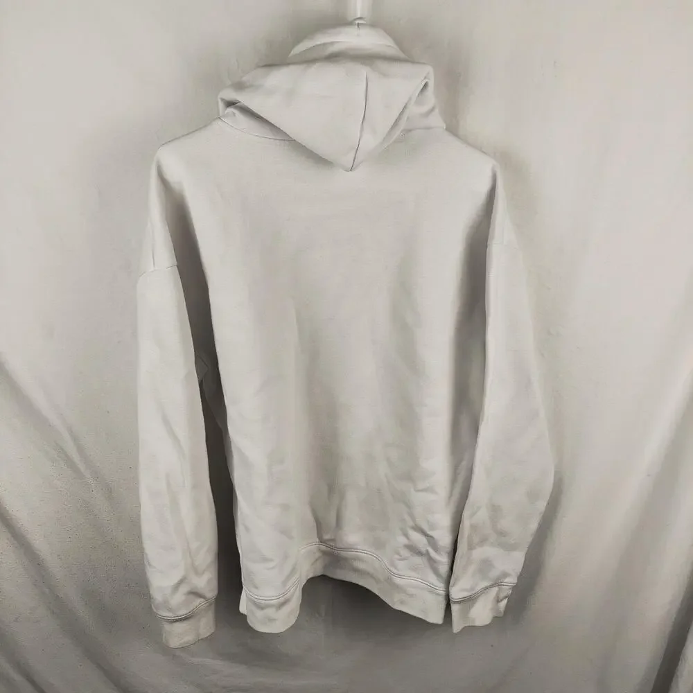 Hollister Hoodie Mens Large White Cooling Relaxed Fit Pullover Fleece Sweatshirt